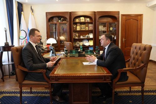 Михаил Дегтярев провел встречу с председателем Всероссийской федерации легкой атлетики Петром Фрадковым