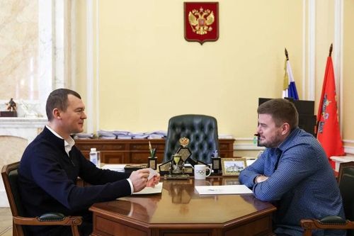 Михаил Дегтярев встретился с гендиректором холдинга «Нацпроектстрой» Алексеем Крапивиным