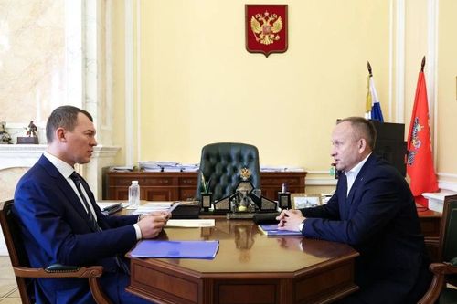 Михаил Дегтярев обсудил развитие хоккея с мячом с Сергеем Мяусом