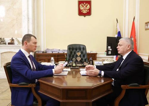 Михаил Дегтярев встретился с председателем Высшего Совета Федерации гандбола России Сергеем Шишкаревым